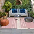 thumbnail image 2 of Pink Beige Striped Outdoor Rug for Patio/Deck/Porch, Non-Slip Large Area Rug 6 x 9 Ft, Modern Farmhouse Retro Lines Indoor Outdoor Rugs Washable Area Rugs, Reversible Camping Rug Carpet Runner, 2 of 8