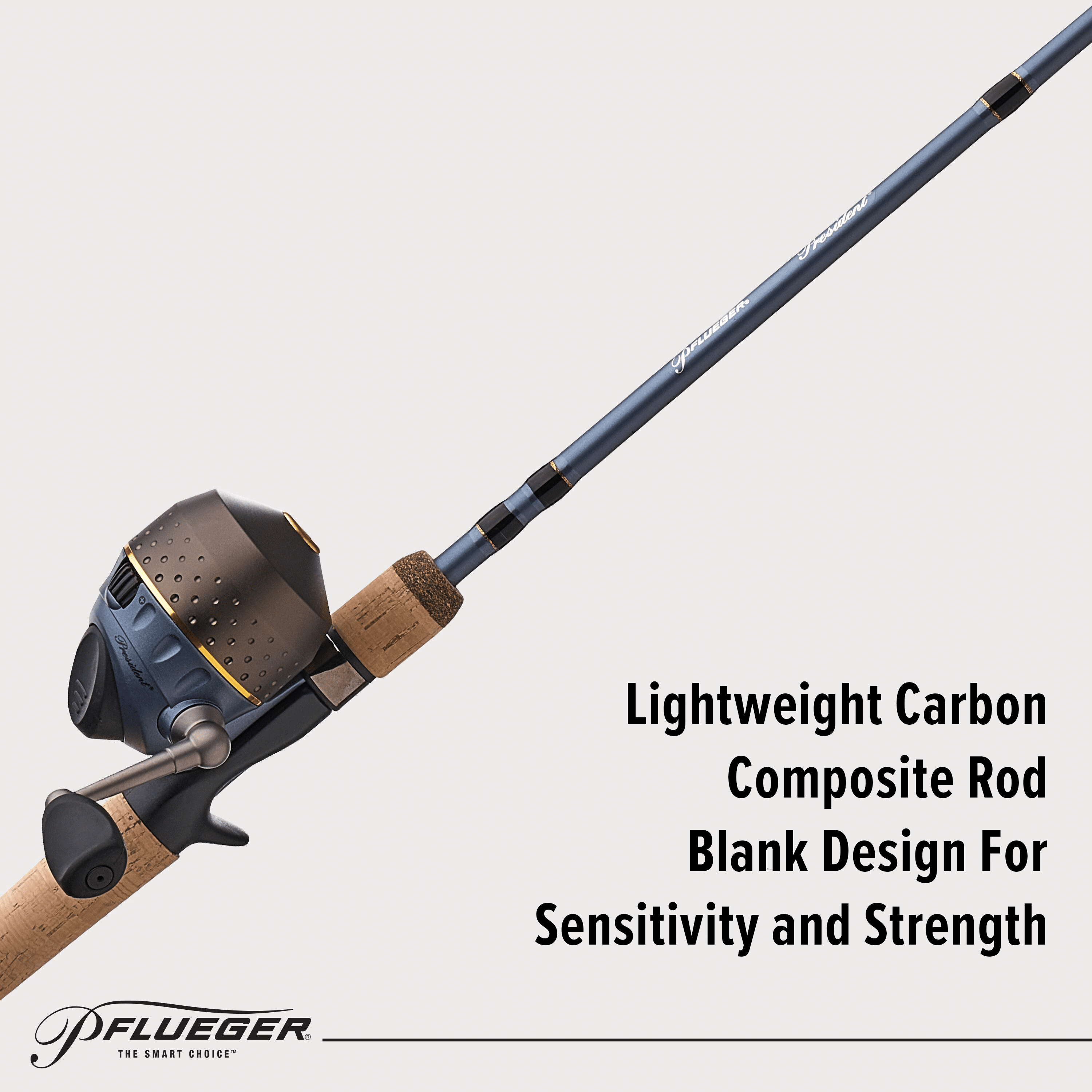 Pflueger President Spincast Fishing Combo, 6'6" Medium Rod, 10 Size Reel