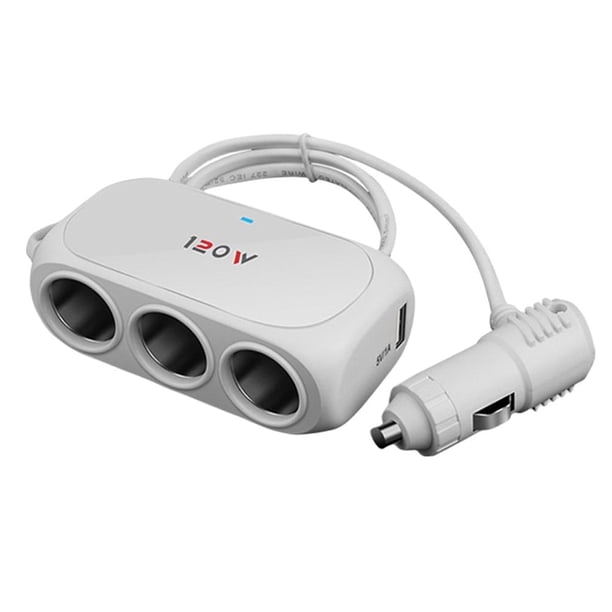 Cargador USB dual de 120 W Enchufe Adaptador de corriente de 3 enchufes para iPhone iPad (Blanco)