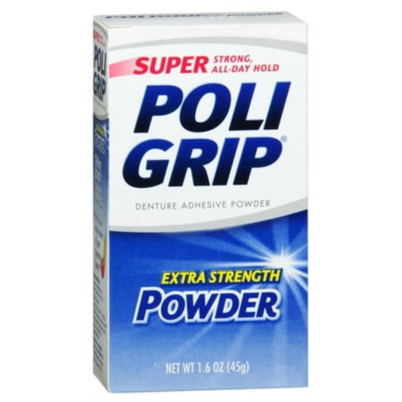 SUPER POLIGRIP Extra Strength Denture Adhesive Powder 1.60 oz (Pack of 2)