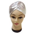 thumbnail image 1 of Multicolor Women Polyester Wrap Head Scarf Zebra Islamic Inner Hijab Caps Folds Muslim Turban Arab Turbante SILVER, 1 of 7