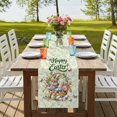 thumbnail image 4 of Easter Table Runner, Spring Floral Easter Eggs Bunny Tulip Butterfly Washable Cotton Linen Table Runners 72 Inches Long, Dresser Scarf Runner for Dining/Coffee/Kitchen/TV Stands/Cabinets 13''x72'', 4 of 9