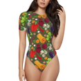 thumbnail image 2 of Goofa Begetable Printed Women Rash Guard Short Sleeve,Tummy control Swimsuit Surfing Swimsuit Bathing Suit One Piece Swimsuit UPF 50-Small, 2 of 9