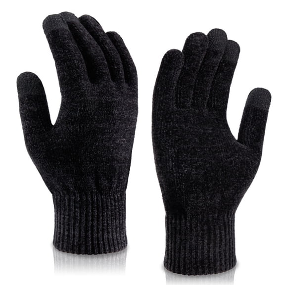 Men Women Thin Knit Touchscreen Gloves for Women Office Writing Student Winter Riding Cold Weather Thermal Comfort Black