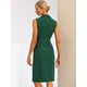 thumbnail image 4 of Vestido de oficina de trabajo con cinturón y solapa con muescas sin mangas para mujer Verde Oscuro M, 4 of 5