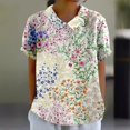 thumbnail image 2 of TSADFHJI Hauts de Noël Élégants pour Femmes T-Shirt Rétro Mode Coloré Ample Décontracté Col Rabattu Manches Courtes m Violet, 2 of 5