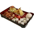 thumbnail image 2 of JapanBargain 1590, Japanese Lunch Bento Box Traditional Plastic Lacquered Bento Plate 6 Compartments for Restaurant or Home, Red and Black Color, 14"x9.25", Made in Japan, 2 Pack, 2 of 4