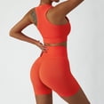 thumbnail image 4 of IBTOM CASTLE Women Workout Sets 2 Piece Seamless Ribbed Tank Top Sport Bra + High Waist Biker Shorts Gym Yoga Exercise Outfits M Orange, 4 of 7