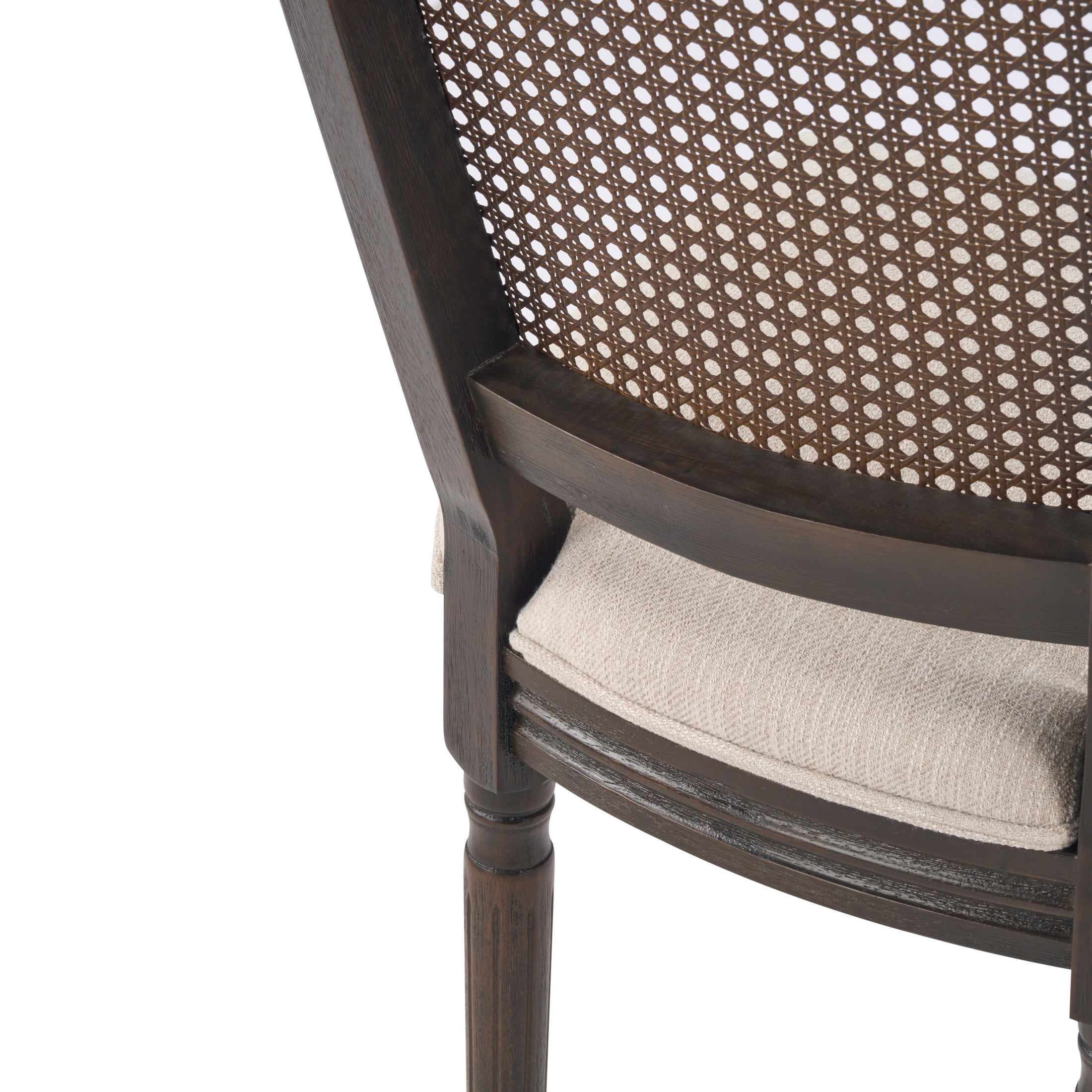Christopher Knight Home Set of 2 French Country Dining Chairs with Rattan Cane Back, Dark Walnut+Beige