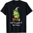 thumbnail image 2 of 100% Cotton Unisex Whimsical Frog Wizard Meme Off to Commit Tom Foolery T-Shirt, 2 of 5