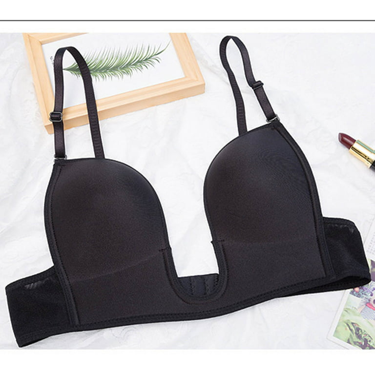 SELONE Everyday Bras for Women Push Up No Underwire for Large Bust Backless  for Backless Dresses Low Back Lifting Deep U Shaped With Convertible S  Nursing Bras for Breastfeeding Black M/B 
