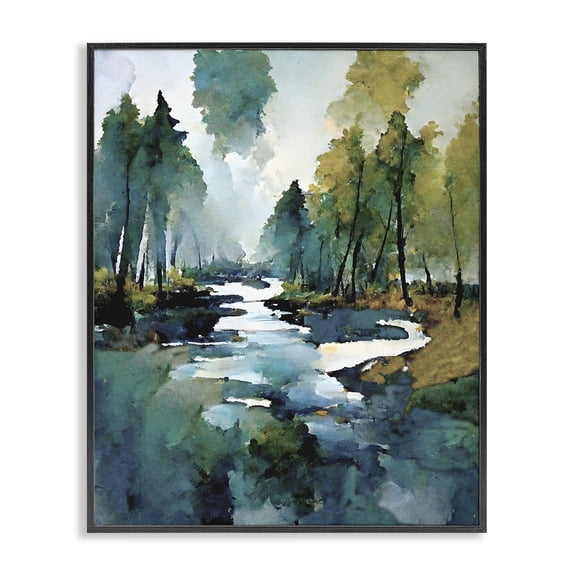 Stupell Industries Coastal Woodland Creek Black Framed Giclee Art, 24 x 30, by Ray Powers