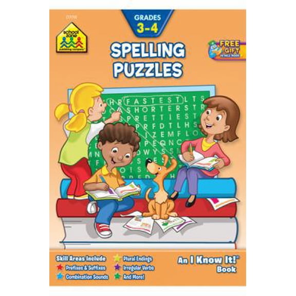 Pre-Owned School Zone - Spelling Puzzles Workbook - 32 Pages, Ages 8 to 10, 3rd Grade, 4th Grade, Prefixes, Suffixes, Idioms, Antonyms, Irregular Verbs, and Mo... (Paperback) 0938256181 9780938256182