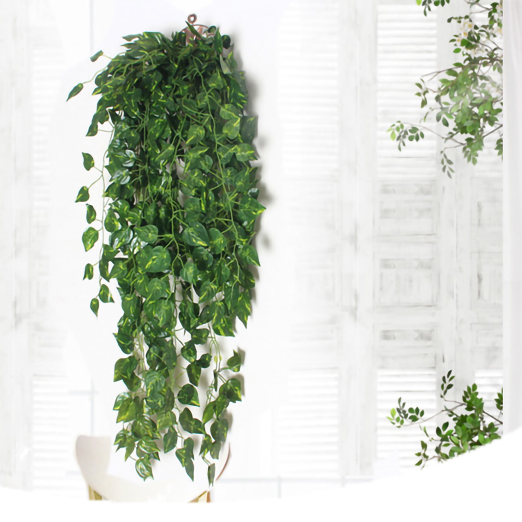 POTHOS 35cm Green/White Grass Bouquet Ivy Leaf Fern Artificial Leaves Vine 