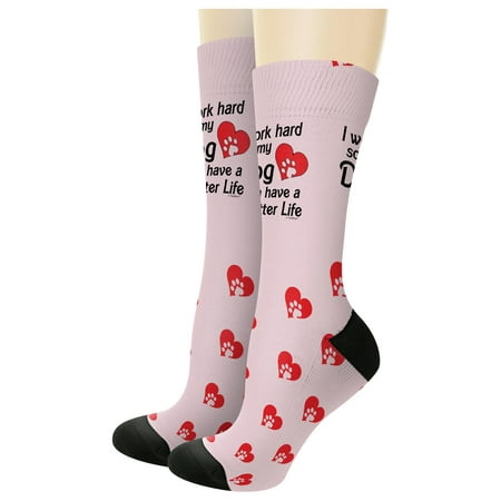 

ThisWear Dog Themed Gifts for Women I Work Hard So My Dog Can Have A Better Life Heart 1-Pair Novelty Crew Socks