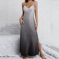 thumbnail image 2 of Women's Silk Satin Gradient Ombre Camisole Maxi Dress Spaghetti Strap V Neck Backless Side Slit Summer Nightgown Formal Wedding Guest Dress, 2 of 8