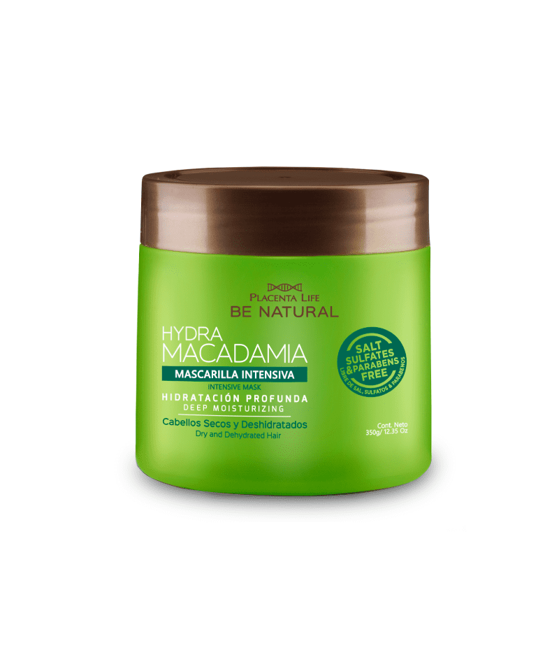 Placenta Life Be Natural Hydra Macadamia Mask- Deep Moisturizing , Nourishing, Strengthening  Mask for Dry and Damaged Hair- 350 g/ 12.35 oz