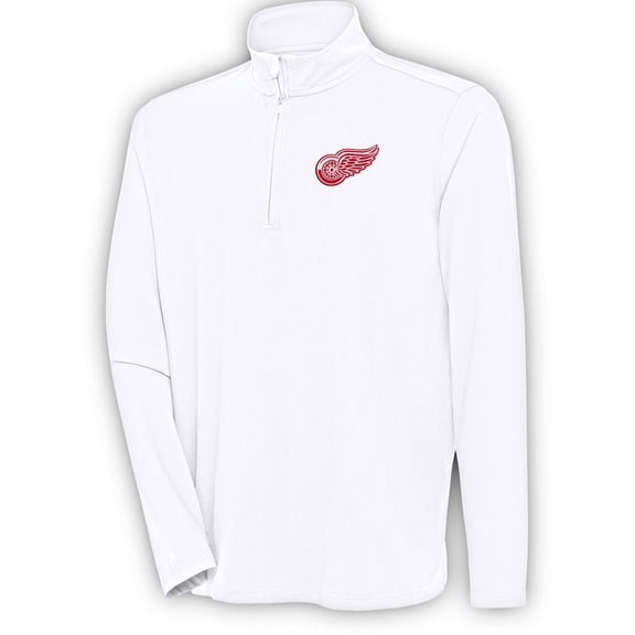 Men's Antigua  White Detroit Red Wings Hunk Quarter-Zip Pullover Top