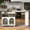 White, variant on DTTRA 73.5" Rolling Kitchen Island with Extendable Table, LED Lights, Power Outlets, Fluted Glass Doors, Open Side Shelves & Rubber Wood Top for Kitchen, Dining, Navy Blue