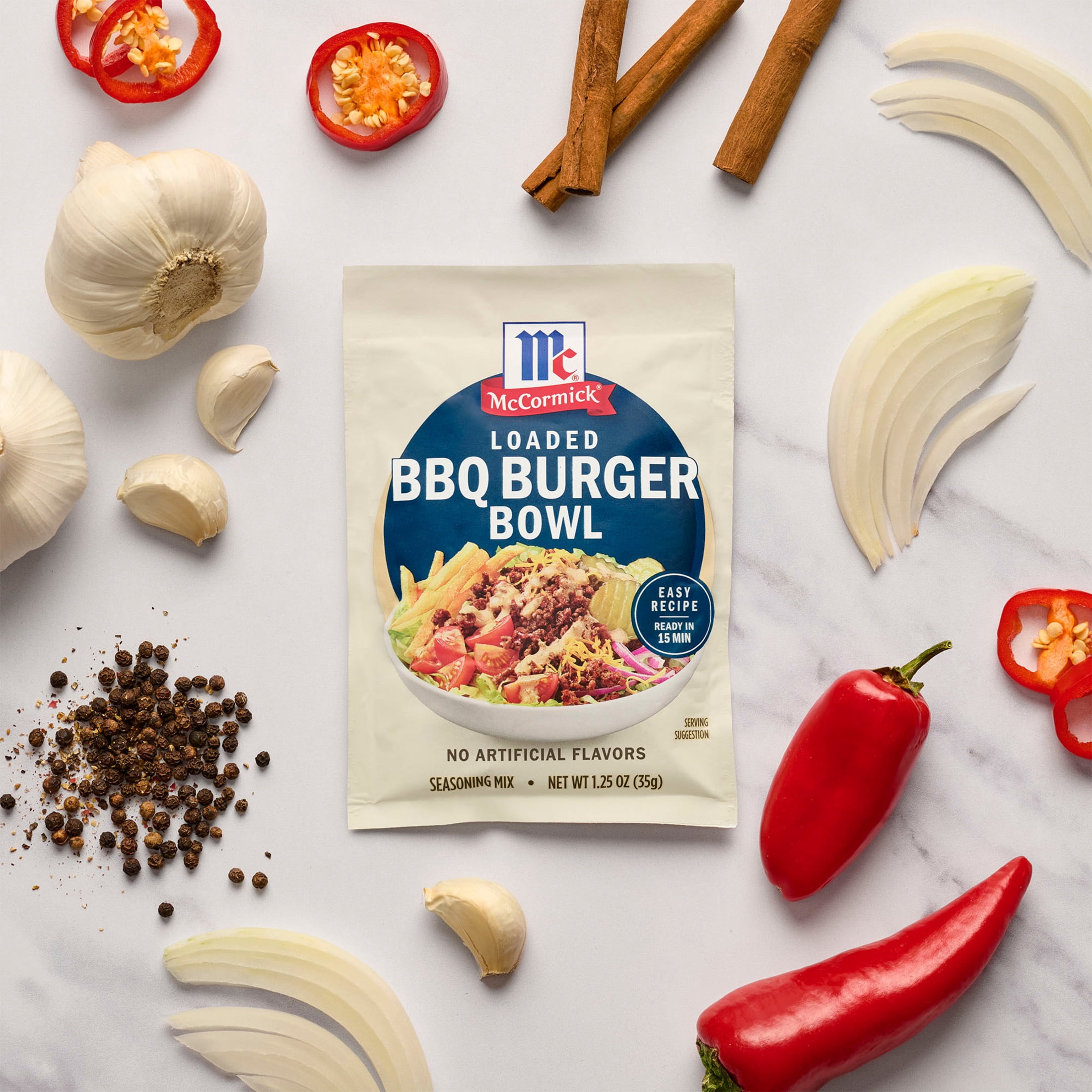 (12 pack) McCormick Loaded BBQ Burger Bowl Seasoning Mix, 1.25 oz Packet