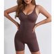 thumbnail image 2 of Faja de una pieza con cuello en V, control de barriga, cintura del muslo, adelgazante, traje moldeador de cuerpo para mujer, café XXL/XXXL, 2 of 7