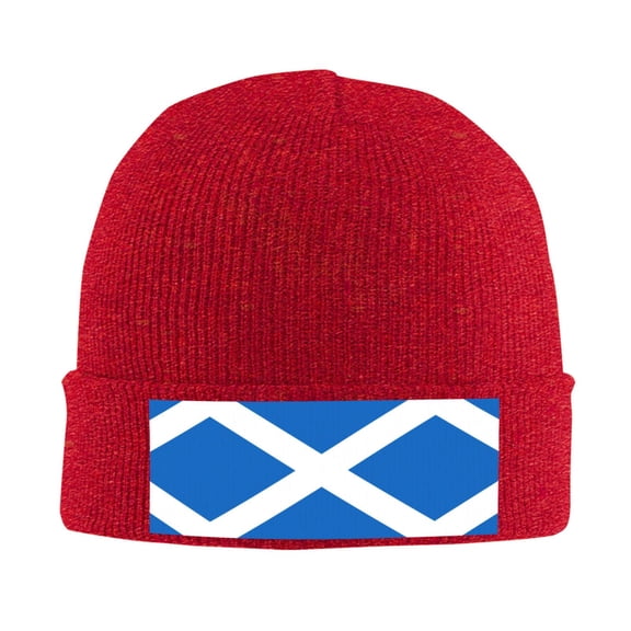 Scotland Flag Beanie Hat Men Women Warm Printed Cap Knit Beanies Hats Outdoor Winter Red