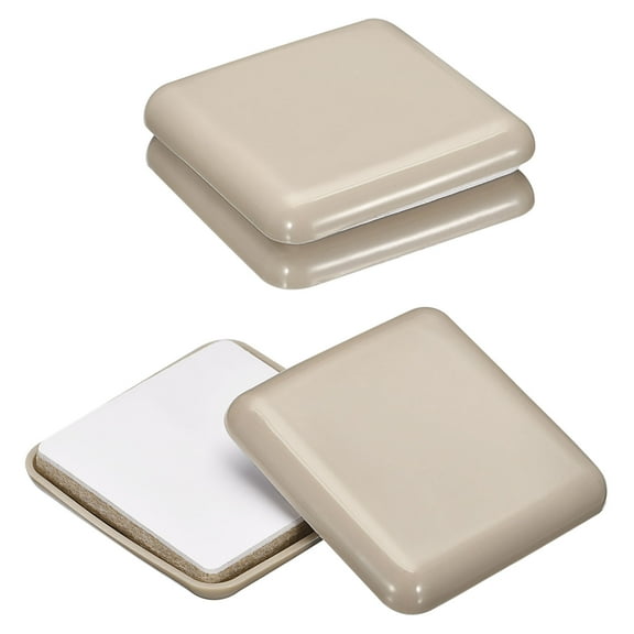 Furniture Sliders, 4Pcs 2" - Plastic Self-adhesive Square Sliding Pads, Chair Glides for Carpeted Floors (Grey)