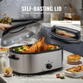 thumbnail image 3 of KFFKFF Electric Roaster Oven 26QT Turkey Roaster Oven with Self-Basting Lid 1450W with High-Dome Glass Lid with Defrost & Warm Function Adjustable Temperature Removable Pan&Rack Cool-Touch Handles, 3 of 9