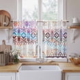 thumbnail image 2 of Colorful Southwestern Tier Curtains, Modern Geometric Abstract Art Light Filtering Kitchen Curtains, 2Pcs Rod Pocket Half Window Treatments Panels for Sink Cafe Cabinet Basement 27.5x45 Inches, 2 of 9
