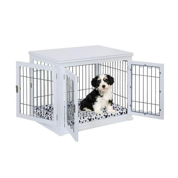 Unipaws Dog Crate with Pet Cushion, Durable Dog Kennel, Fashion Design Dog House, Side Table for