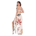 thumbnail image 3 of FORMRS Womens Long Sarong Beach Wrap Semi-Sheer Bikini Skirt Bathing Swimsuit Cover Up, Yellow Autumn Leaves, 3 of 7