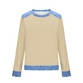 thumbnail image 6 of Olyvenn Collared Sweaters for Women with Buttons Vintage Denim Patchwork Pullover Waffle Knit Sweater Casual Jean Tops Shirts Beige XXL, 6 of 6