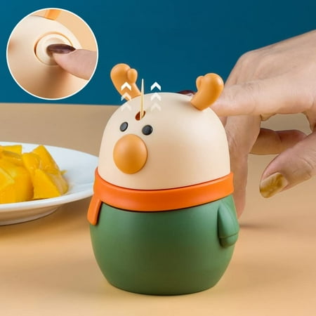 

PIKADINGNIS Decorative Toothpick Holder Dispenser in Cute Deer Shape with Toothpicks (Blue)