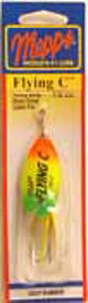 Mepps Flying C Treble Hook Inline Spinner, Hot Chartreuse with Hot Fire tiger Blade