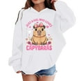 thumbnail image 3 of SonxaHe Big Girl' Hoodies Capybara Print Comfy Long Sleeve Hooded Sweater Child Basic Loose Autumn Winter Hoodies White,Sized 13-14, 3 of 3
