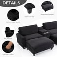 thumbnail image 3 of Ebello Oversized Modular Sofa Set, Loveseat with Ottomans & Center Console with Cup Holders – Corduroy Overstuffed Fabric Sofa Bed for Living Room,Easy Assembly (Black), 3 of 8