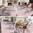 thumbnail image 6 of Tree Branches Bird Washable Living Room Rugs 6'x9', Pink Background Black Deadwood Low Pile Throw Large Area Rug Non-Slip Sturdy Edge Binding Carpet for Dining Room Kitchen Office, 6 of 9