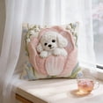 thumbnail image 6 of 3D Embroidered White Poodle in Pink Tulip Throw Pillow, Decorative Cushion with Lily of the Valley and Forget-Me-Not Accents, Ideal for Sofa, Bedroom, Living Room and Spring Home Decoration 18X18in, 6 of 7