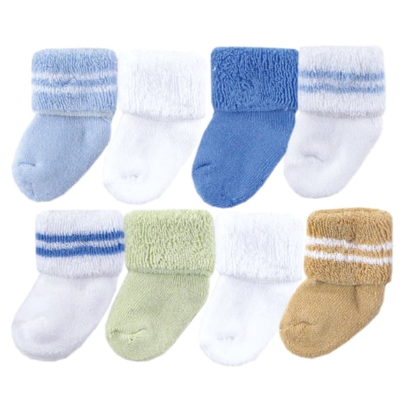 Luvable Friends Unisex Baby Newborn and Baby Terry Socks, Blue Green, 6-12 Months