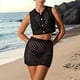 thumbnail image 4 of Conjuntos de Dos Piezas de Falda y Pareo, Trajes de Baño de Crochet para Mujer, Conjuntos de Playa Sexys para Vacaciones en Resorts. Negro M, 4 of 10