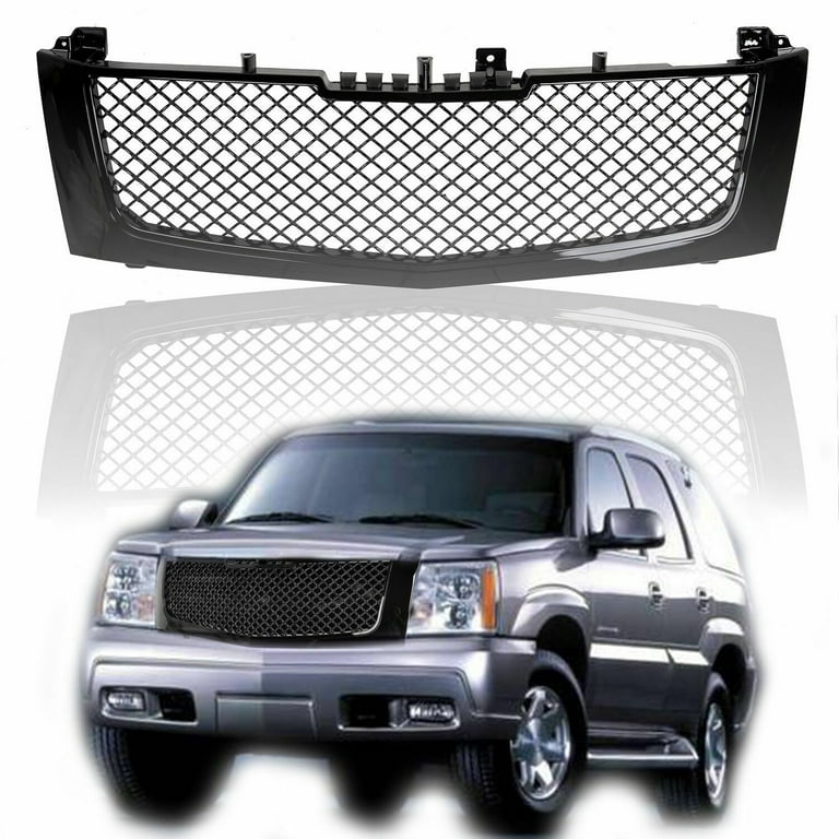 Kojem Glossy Black Mesh Front Hood Bumper Grill Grille ABS for 2002-2006  Cadillac Escalade ESV EXT
