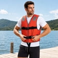 thumbnail image 4 of Life Jacket, Red Lightweight Portable Buoyancy Vest, 1 Pack Adjustable Secure Flotation Aid, for Swimming Boating Fishing Beach Outdoor Water Activities, 4 of 7