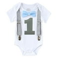 thumbnail image 2 of Noah's Boytique Boys Cake Smash Outfit First Birthday Grey Chevron Light Baby Blue Bow Grey Number One 18-24 Months, 2 of 4