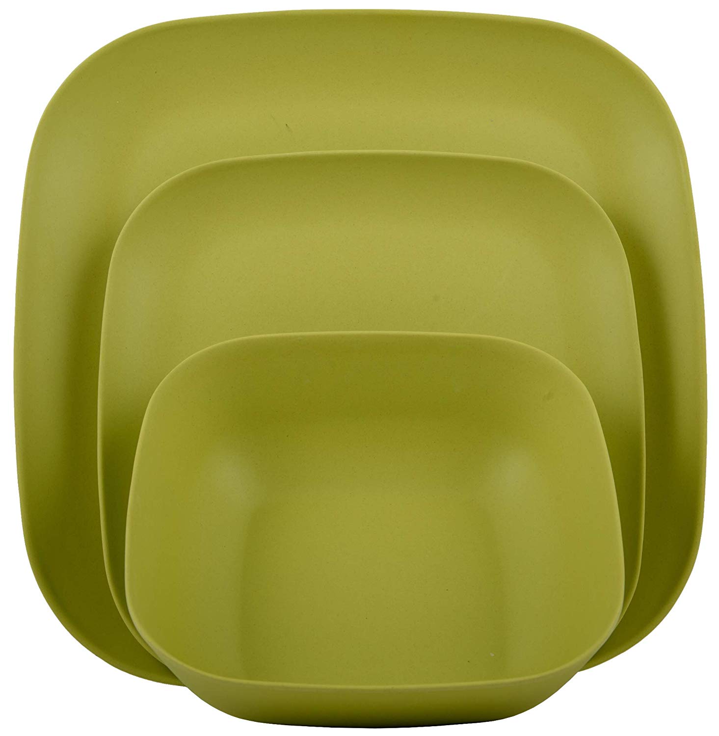 Melange 6Piece Bamboo Salad Plate Set (Squares Collection) ShatterProof and ChipResistant