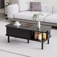 thumbnail image 2 of Pusnapku 39" Lift Top Coffee Table, Fluted Rectangle Center Table with Hidden Storage and Sliding Door, Wood Accent Desk for Living Room, Home Office, 2 of 9