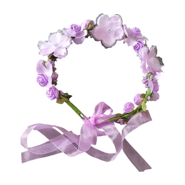 Diademas Garland, corona floral nupcial, para mujeres y niñas. Accesorios para el cabello con cinta, diadema con corona de flores y corona de flores Violeta Baoblaze corona de pelo