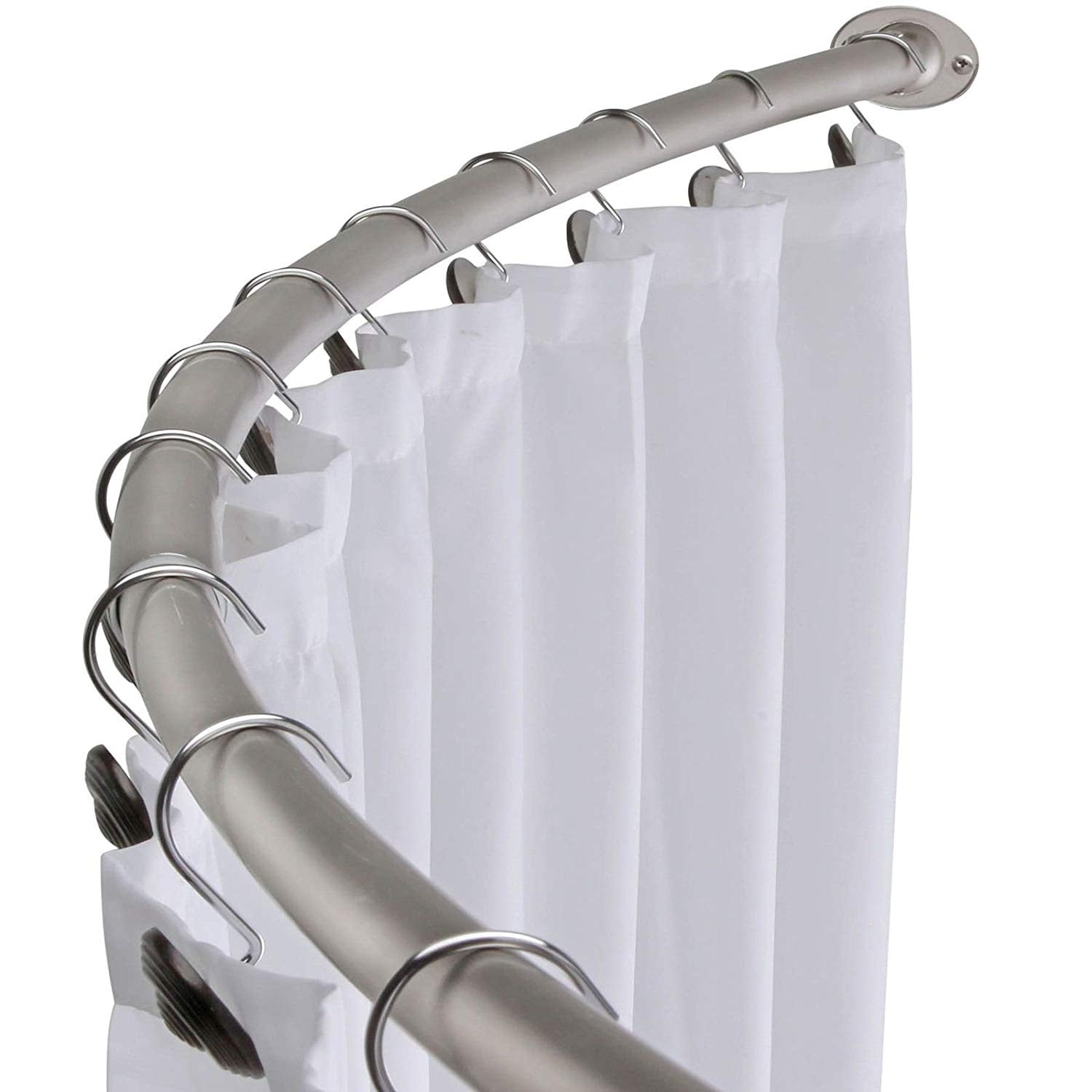 58 72 Adjustable Curved Shower Curtain Rod Satin Nickel Satin Nickel Finish By Wholesaleplumbing Walmart Com Walmart Com