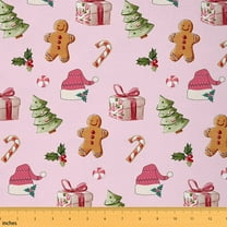 Castle Fairy Merry Christmas Girl Fabric by the Yard 1 Yard,Gingerbread Man Home Decor Fabric by the Yard,Candy Canes Room Decor Fabric by the Yard,Lightweight Room Decor