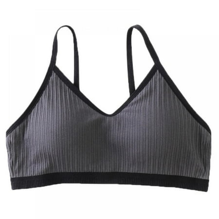 

Xmarks Padded Ruched Bralettes for Women Sports Bras for Women Pack V Neck Cami Bando Bra for Women Girls Gray