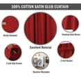 thumbnail image 3 of Vargottam Cotton Slub Red Curtains 46 Inch Window Curtain 2-Panel Rod Pocket Living Room Drapes Curtain Set, 3 of 9